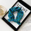 Lenço Quadrado Pequeno 58 Algodão Puro Azul Paisley Lenço de Seda Versátil Estampa Floral Lenço Fino para Pescoço Lenço para Mulheres Atacado