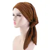 Chapéu Transfronteiriço com Laços Plissados, Chapéu Turbante, Chapéu de Proteção para Cabelo, Faixa de Cabeça com Fita Ajustável Jdt-31D