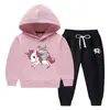 Traje de suéter con capucha de unicornio Otoño e Invierno Estilo Occidental Nuevo para Niños Medianos y Grandes Espeso Cálido Forrado de Polar Ropa de Invierno