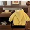 Chaqueta de Ropa para Niñas de Otoño e Invierno, Elegante y Moderna Estilo Coreano, Abrigo Grueso de Felpa con Capucha, Lindo Abrigo de Piel para Bebés y Niños