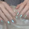 Uñas Portátiles Puras Hechas a Mano, Verde Hielo Transparente Pura Lustre Fototerapia Ojo de Gato Blanqueamiento y Frescas Parches de Uñas Postizas para Chica Disponibles para Venta al por Mayor