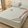 Color sólido, algodón puro, tela gruesa, sábana con cremallera completamente cerrada, protector de colchón de una sola capa, lavable a máquina, juego de tres piezas para camas de dormitorio