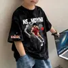 Roupas Infantis Verão Novo Estilo Algodão Puro Tie-Dye Lantejoula Manga Curta Camiseta de Verão para Meninos e Meninas, Tops Bonitos e Versáteis de Manga Meia