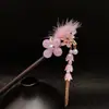 Nuevo estilo antiguo imitación Jade borla de felpa pasador de pelo personalidad retro todo-partido pasador de madera clásico Hanfu cheongsam Accesorios Al por mayor