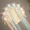 Antiguo Pasador de Pelo de Conejo con Cinta Larga Súper Hada Lazo de Felpa Tocado Hanfu Par Accesorios Lindos para Niños