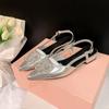 Nuevas Sandalias de Verano Estilo Francés con Tacón de Aguja de Pedrería, Punta Fina y Espalda Descubierta para Mujer, con un Toque de Lujo y una Sola Tira