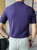 Nova Camisa Polo de Tricô Elástico de Manga Curta Masculina para o Verão 2025 Slim-fit Lasel Leve Madura Casual Camiseta de Manga Curta para Homem