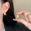 Pendientes Metálicos con Sentido de Línea Geométrica y Sentido Metálico Perla Cepillada Chapado en Cobre Dorado Diseño Único Gama Alta Nicho Pendientes para Mujer
