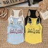 Estilo americano Spice Girl Vintage Carta Impresso Sling Vest com Almofada no Peito Colete Pequeno Feminino Slim-fit Emagrecimento All-match