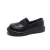 Sapatos de Couro para Meninas Estilo Outono 2025 Calçados Infantis Estilo Britânico Cor Sólida Sapatos Pequenos de Couro para Meninas, Sapatos Simples de Cor Sólida Pretos