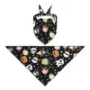 Bandana para mascotas de calabaza, calavera, fantasma de Halloween, linda y versátil para gatos y perros, babero para mascotas
