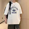 Venta Relámpago: Camiseta Casual de Manga Corta Estilo Americano Verano Versátil Holgada Estampado en Inglés Marca de Tendencia Cuello Redondo