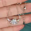 Collar Colgante de Vidrio Chapado en Oro de 14K con Moissanita de 2 Quilates para Mujer, Joyería de Lujo Ligero Dulce y Fresca