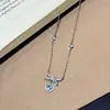 Collar con Colgante de Topacio Natural con Lazada Completa de Encaje de Diamante en Forma de Corazón para Mujer, Cadena para Clavícula de Lujo Ligero con Atmósfera Brillante