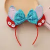 Faixa de Cabeça Castelo com Orelhas do Mickey para Aniversário Infantil Letras Coloridas de Desenho Lantejoula Laço Adereço de Cabeça para Parque de Diversões Atacado
