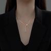 Collar de doble anillo flash diamante con cuentas chapadas en plata 925 diseño de nicho moda japonesa y coreana borla ins cadena avanzada para la clavícula venta al por mayor