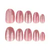Uñas Postizas Color Rosa Nude Brillante Estilo Cat Eye Usables Uñas Simples Transfronterizas Más Vendidas Arte de Uñas con Brillo Piezas de Uñas Piezas de Uñas Cortas Redondas Productos Terminados