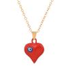 Collar de ojo de diablo de color amor, aleación retro, ojo étnico, colgante en forma de corazón, cadena de clavícula, collar cruzado