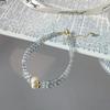 Qiaoen cristal natural muito fino 3,5mm pulseira pedra da lua cinza feminina temperamento luxo leve pérola de água doce puxar feldspato atacado