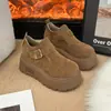 Sapatos de Algodão Versáteis Novo Estilo Aumento de Altura Forrados com Pelo Mais Vendidos 2026 Sapatos de Algodão Sola Grossa Plataforma Birkenstock Mocassins Quentes Femininos