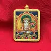 Pingente Thangka Tridimensional de Dupla Face Long Wuye Pintado à Mão Ouro Oito Guardiões Benmingfo Caixa Gawu Cartão Buda para Levar