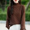Suéter de primera línea de cuello semi alto engrosado para mujer, nuevo otoño e invierno 2024, algodón color sólido manga larga tejido básico para mujer