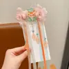 Acessório de Cabelo Hanfu para Meninas, Presilha de Cabelo com Flor de Pérola e Fita Estilo Antigo, Acessório Nacional Tendência com Franja para Meninas Fadas