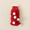 Meias de Cano Médio Vermelhas para Meninas Amazon Cross-Border Quentes de Natal Espessas Meias Slouch Infantis Atacado