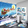 Cortina de ducha con estampado digital 3D, impermeable y resistente al moho, juego de cortinas de baño con temática navideña, tela impermeable engrosada para el baño