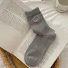 Calcetines de Conejo de Terciopelo con Puntos de Oso y Lazo para Otoño e Invierno, de Media Pantorrilla, Lindos, Versátiles, Suaves y Cómodos, de Dibujos Animados, Sin Costuras, Holgados