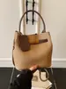 Bolso de Mano Kelly de Color Contrastante para Mujer 2025 Nuevo de Moda Retro Patrón Granulado Bolso Cubo Versátil Bolso Cruzado