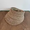 Sombrero de Copa Vacío Tejido de Lino de Verano para Mujer, Lujo Ligero, Plegable, Casual, Versátil, Sombrero para el Sol, Sombrero para el Sol de Viaje al Aire Libre