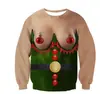 Amazon Suéter de Natal com Estampa 3D Divertida para Casal Gola Redonda Pulôver Top