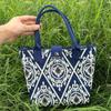 Bolso de Mano Tejido Estilo Coreano, Bolso de Mano de Moda Houndstooth para Viajeros de Gran Capacidad, Bolso de Mano Casual Versátil, Bolsa para el Almuerzo