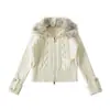 Chaqueta de punto estilo americano retro picante con cuello de pelo, cárdigan corto con cremallera, top, nueva moda versátil Primavera 2026
