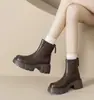Botines Gruesos para Mujer 2026 Otoño/Invierno Nuevos Botines Estilo Británico Delgados de Suela Suave con Forro de Felpa para Mujeres Menudas Botas Martin