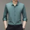 Camisa Casual Versátil de Manga Larga para Hombre, Color Sólido, Sin Planchar, Primavera y Otoño 2025, Top para Hombre de Negocios, Venta al por Mayor