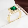 Anel Quadrado Elegante Vintage com Zircônia de Quatro Garras para Homens e Mulheres, Sensação Clássica de Alto Padrão, Anel de Dedo Indicador de Cobre Puro, Exclusivamente para Vendas Transfronteiriças
