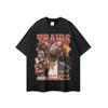 Europeu e americano High Street Retro hiphop Rap Print Puro Algodão Resistente Casual Manga Comprida Camiseta Hip Hop Street Nacional Tendência Masculina