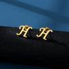 Novo brinco de pino de letra em aço inoxidável com 26 letras inglesas, personalidade transfronteiriça europeia e americana, estilo ins, atacado