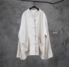Camisa Étnica de Linho Fivela Estilo Chinês Manga Longa Solta Casual Top 5 Cores Commuter