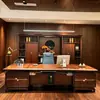 Nova mesa de escritório/mesa de chefe em madeira maciça estilo chinês, novo estilo 2026, mesa de escritório de gerente geral/mesa presidencial, mesa executiva em madeira de nogueira.