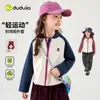 Jaqueta com Capuz Infantil Dudu Outono Moletom com Zíper para Meninas Roupa de Outono para Meninas Jaqueta de Bebê Top Roupas Infantis da Moda