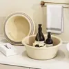 Dormitorio de Estudiantes Engrosado Lavandería Lavado de Cara Lavapiés Hogar Cocina Palangana Grande para Verduras Estilo Crema Lavabo de Plástico