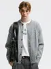 Cárdigan retro de punto trenzado liso estilo japonés, chaqueta suéter casual versátil de otoño para hombre, corte holgado, con botones, cuello redondo
