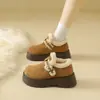 Sandálias Birkenstock de Pelúcia com Solado Grosso Femininas 2026 Tendência de Moda Novos Sapatos de Algodão Slip-on Botas de Neve Quentes Tamanho Pequeno