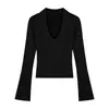 Camiseta Interior Sexy de Cuello en V Profundo de Felpa Cepillada para Mujer, Camiseta de Manga Larga para Primavera, Otoño, Invierno 2026, Top de Deseo Puro y Atractivo Sutil