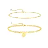 Tobillera con Colgante de 26 Letras en Forma de Disco para Comercio Exterior Transfronterizo Moda Moderna Estilo Simple Casual Cadena Doble para Tobillo para Mujeres 2026