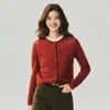 26 Nuevo Cárdigan de Punto Hueco 75% Cachemir 25% Seda Jacquard Ondulado Elegante Ropa Exterior para Mujer de Oficina