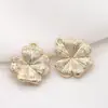 Estilo europeu e americano personalidade design criativo diy novas joias cobre banhado a ouro 14k aberto em forma de coração quatro folhas acessórios de flores
